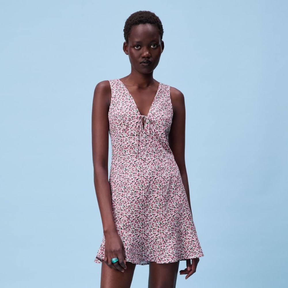 Zara Linen Floral Mini Dress